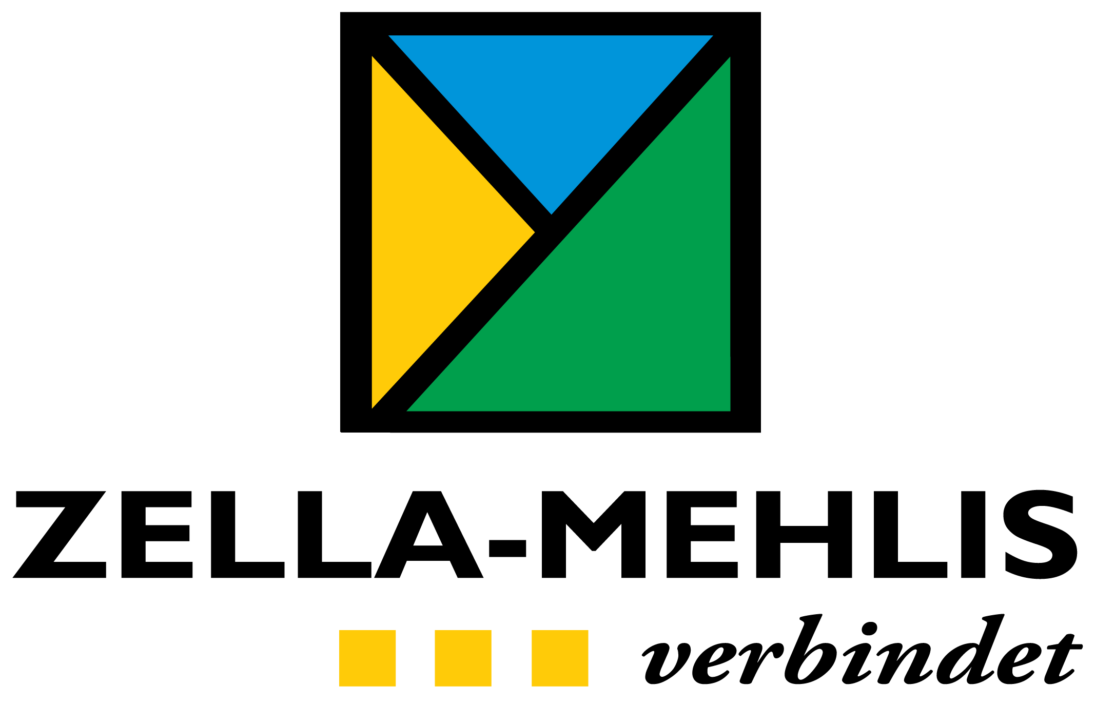Logo Zella Mehlis schwarz bunt kursiv transparent gelbeQuadrate